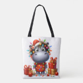 Schattige Hippo en Zebra kerst Tas (Achterkant)