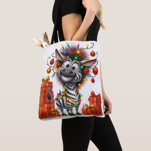 Schattige Hippo en Zebra kerst Tas (Dichtbij)