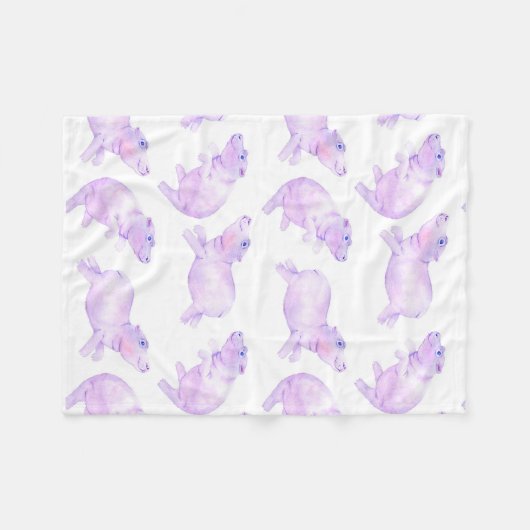 schattige hippo fleece deken (Voorkant (Horizontaal))