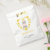 Schattige Hippo Geel Bloemenhart Verjaardag Dank u Bedankzakje (Gezegeld)