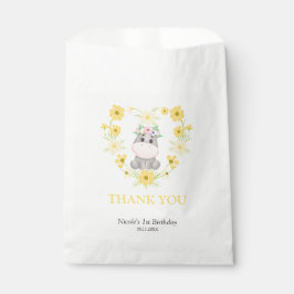Schattige Hippo Geel Bloemenhart Verjaardag Dank u Bedankzakje