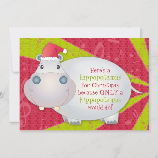 Schattige Hippo gepersonaliseerd kerst Wenskaart Feestdagenkaart (Voorkant)