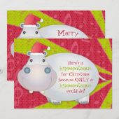 Schattige Hippo gepersonaliseerd kerst Wenskaart Feestdagenkaart (Voorkant / Achterkant)