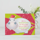 Schattige Hippo gepersonaliseerd kerst Wenskaart Feestdagenkaart (Staand voorkant)