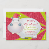 Schattige Hippo gepersonaliseerd kerst Wenskaart Feestdagenkaart (Achterkant)