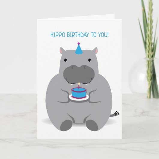 Schattige Hippo Happy Birthday Wenskaart Kaart (Voorkant)
