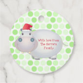 Schattige Hippo Hippopotamus Kerstmis Bedankjes Labels (Achterkant)