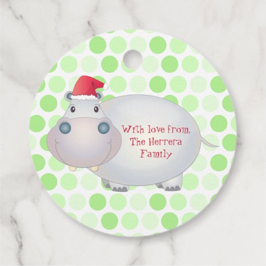 Schattige Hippo Hippopotamus Kerstmis Bedankjes Labels (Achterkant)