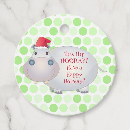Schattige Hippo Hippopotamus Kerstmis Bedankjes Labels (Voorkant)