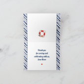 Schattige Hippo Nautical Navy Blue 1st Birthday Bo Bedankkaart (Binnen)