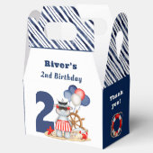Schattige Hippo nautisch blauw 2e verjaardagsjonge Bedankdoosjes (Geopend)