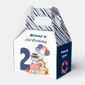 Schattige Hippo nautisch blauw 2e verjaardagsjonge Bedankdoosjes (Voorkant Zijde)