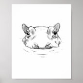 Schattige hippo tekening poster (Voorkant)
