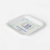 Schattige Hippopotamus Flower Wreath Happy Birthda Papieren Bordje (Gebogen)