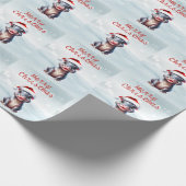 Schattige Hippopotamus Santa Hat Sneeuwwitje Kerst Cadeaupapier (Hoek)