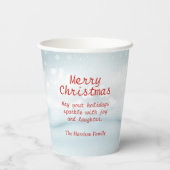 Schattige Hippopotamus Santa Hat Sneeuwwitje Kerst Papieren Bekers (Achterkant)