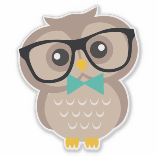 Schattige Hipster Uil Sticker (Voorkant)