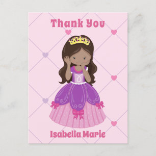 Schattige hispanic prinses meisje roze custom dank briefkaart