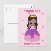 Schattige hispanic prinses meisje roze custom dank briefkaart (Voorkant / Achterkant)