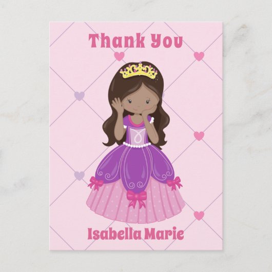 Schattige hispanic prinses meisje roze custom dank briefkaart (Voorkant)