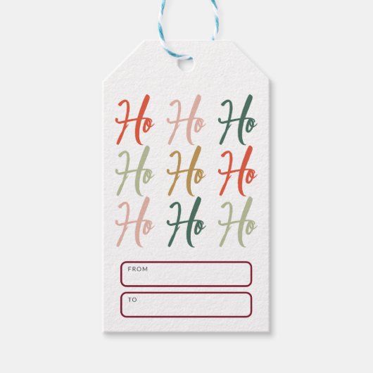Schattige Ho Ho Ho Borstel Calligraphy Kerstmis Cadeaulabel (Voorkant)