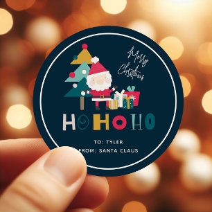 Schattige Ho Ho Ho Kinderen Kerstcadeau Ronde Sticker