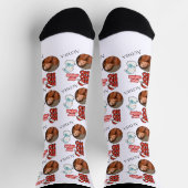 Schattige Ho Ho Ho One foto Naam Vrolijk Kerstfees Sokken (Top)