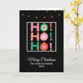 Schattige Ho Ho Ho Vrolijk Kerstfeest Familienaam Kaart (Gele Bloem)