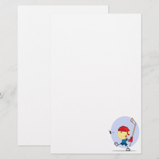 schattige hockeykind cartoon briefpapier (Voorkant / Achterkant)