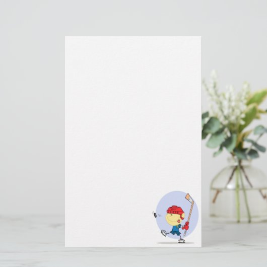 schattige hockeykind cartoon briefpapier (Staand voorkant)