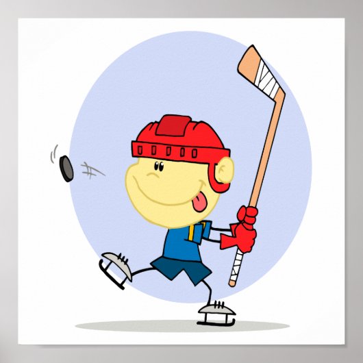 schattige hockeykind cartoon poster (Voorkant)