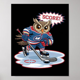 Schattige Hockeyuil Leuk Sport Kunstontwerp Poster