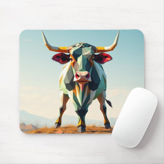 Schattige hoge land koe geometrische landschap muismat (Met muis)