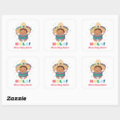 Schattige Hola Mexican Boy Fiesta Baby shower Vierkante Sticker (Vel)