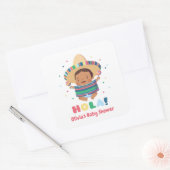 Schattige Hola Mexican Boy Fiesta Baby shower Vierkante Sticker (Envelop)