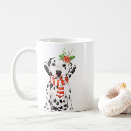 Schattige Holiday Dalmatian Fancy Mok van het Manu (Met donut)
