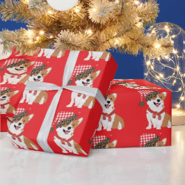 Schattige Holiday Puppy met Kerstman Hoed Cadeaupapier