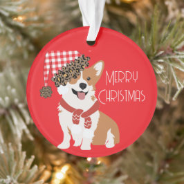 Schattige Holiday Puppy met Kerstman Hoed Ornament