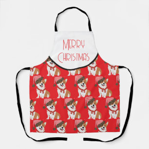 Schattige Holiday Puppy met Kerstman Hoed Schort