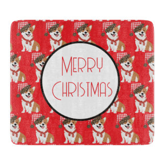 Schattige Holiday Puppy met Kerstman Hoed Snijplank