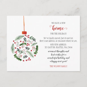 Schattige Holly Ornament Weve verhuisde vakantie v Briefkaart