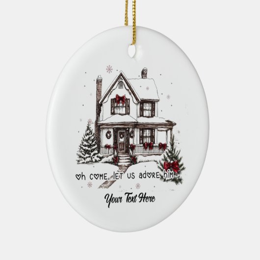 Schattige Home Kerst Keramisch Ornament (Rechts)