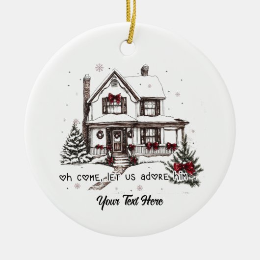 Schattige Home Kerst Keramisch Ornament (Voorkant)