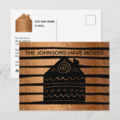 Schattige Home Koper-Zwart Strepen Adreswijziging Aankondigingskaart (Voorkant / Achterkant)