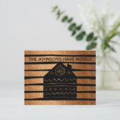 Schattige Home Koper-Zwart Strepen Adreswijziging Aankondigingskaart (Staand voorkant)