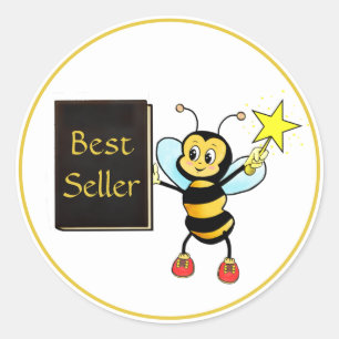 Schattige hommel & bestsellerboek klassieke ronde  sticker