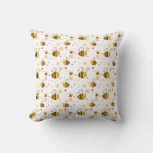 Schattige hommel en bloemen kussen