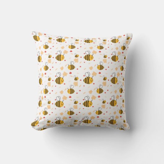 Schattige hommel en bloemen kussen (Voorkant)