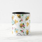 Schattige hommel- en honingpatroon met naam mok (Midden)