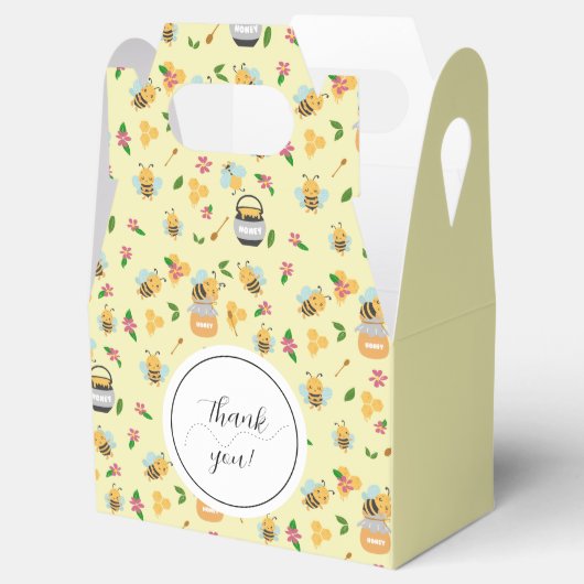 Schattige hommel honing potje patroon geel dank je bedankdoosjes (Geopend)